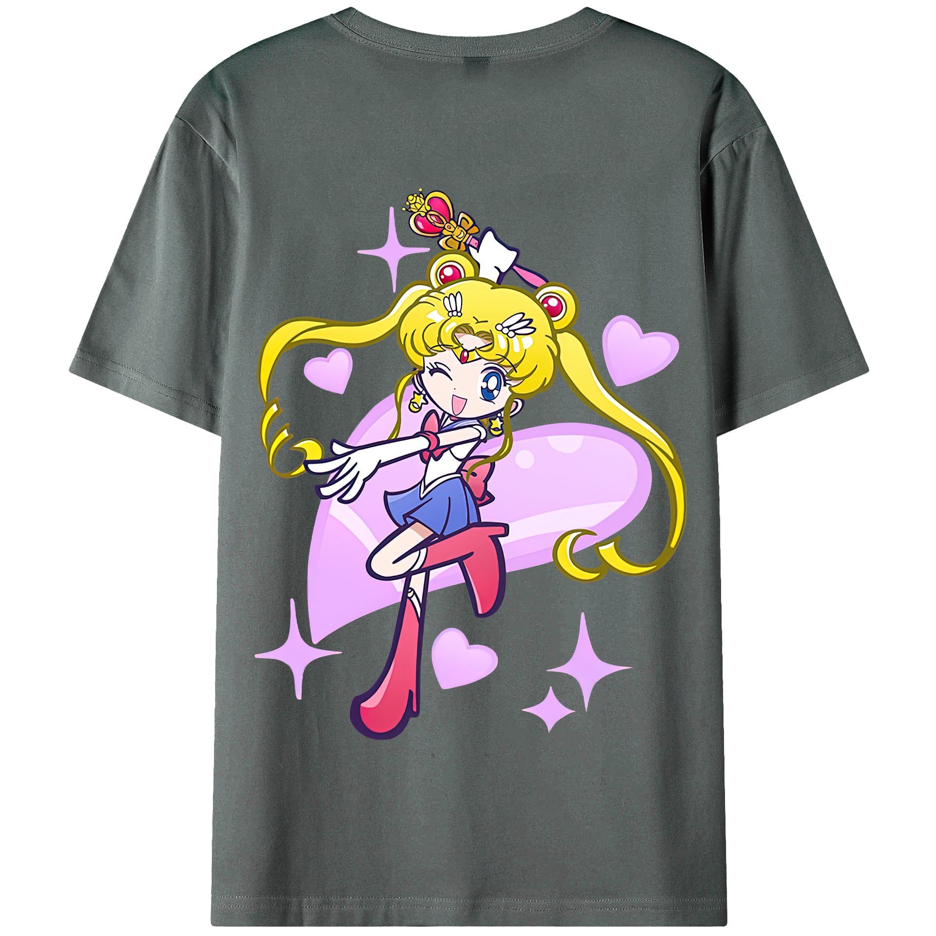 （画像用） 美少女戦士セーラームーン 月野 うさぎ つきの うさぎ Sailor Moon Tsukino Usagi 綿100％半袖Tシャツ（背面プリント）
